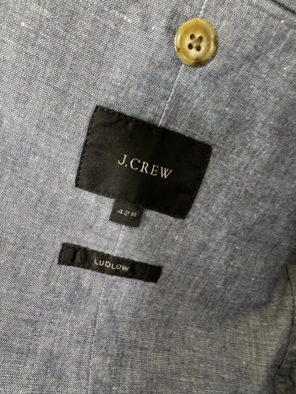 J.Crew Ludlow Blazer Blue Men 42R Cotton Linen Unlined Lightweight Unstructured